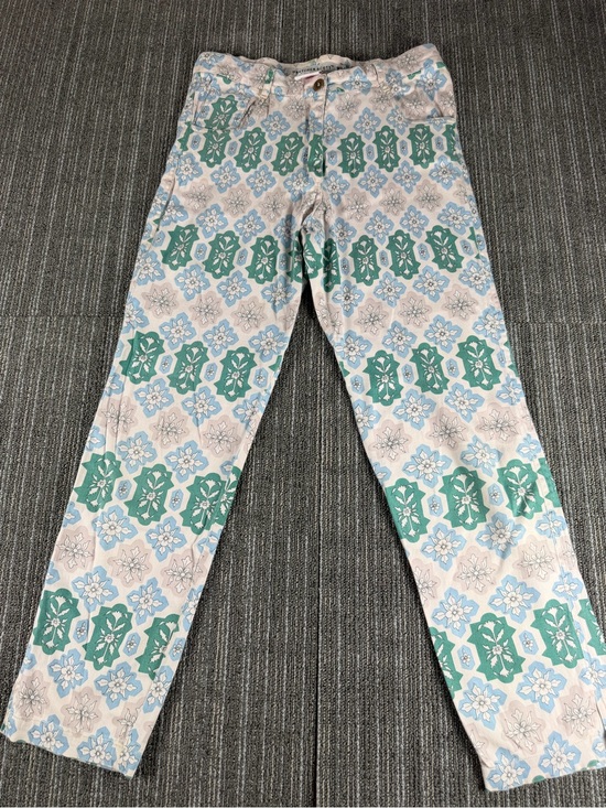 Gretchen Scott Designs Pants - Gretchen Scott Designs Green & Light Blue Patterned Chinos